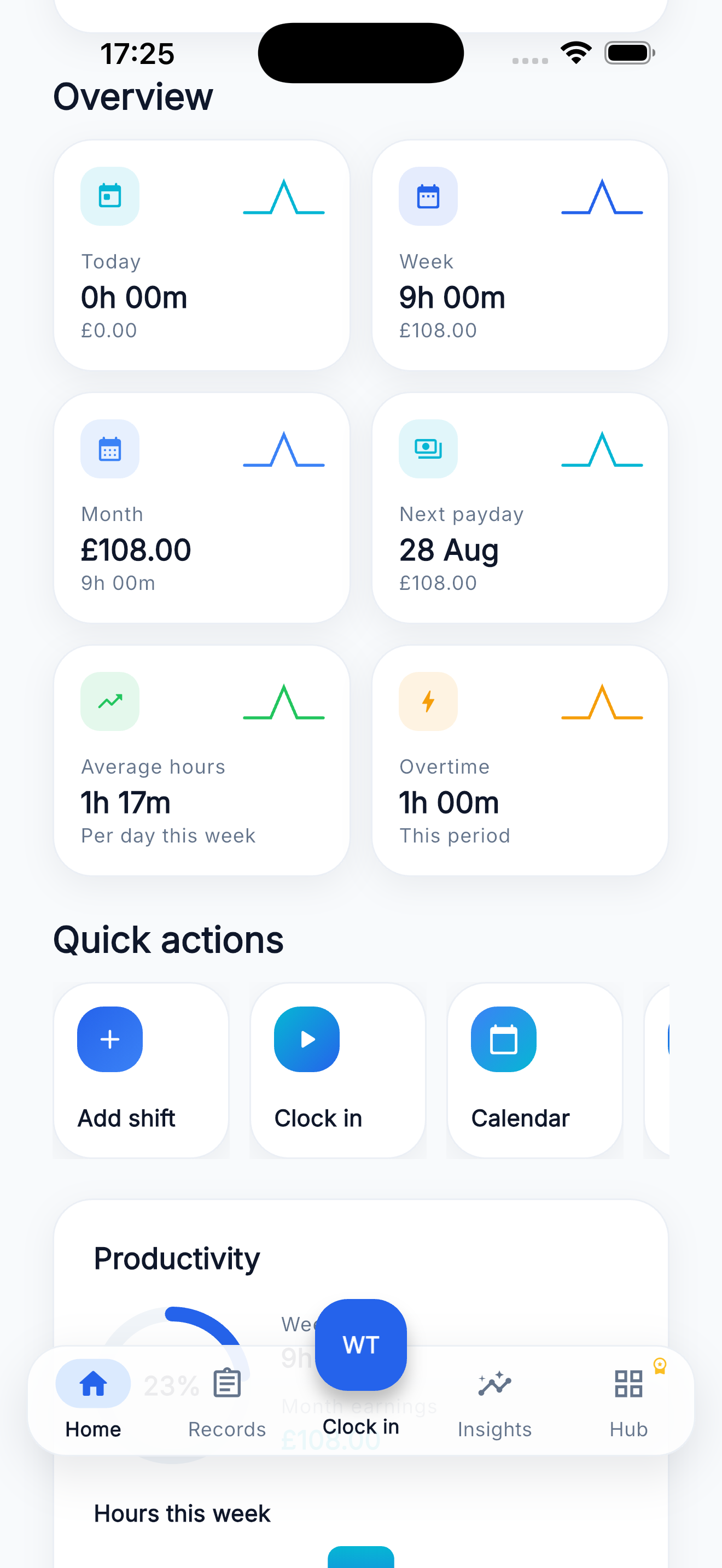 WorkTrack Pro App Screen
