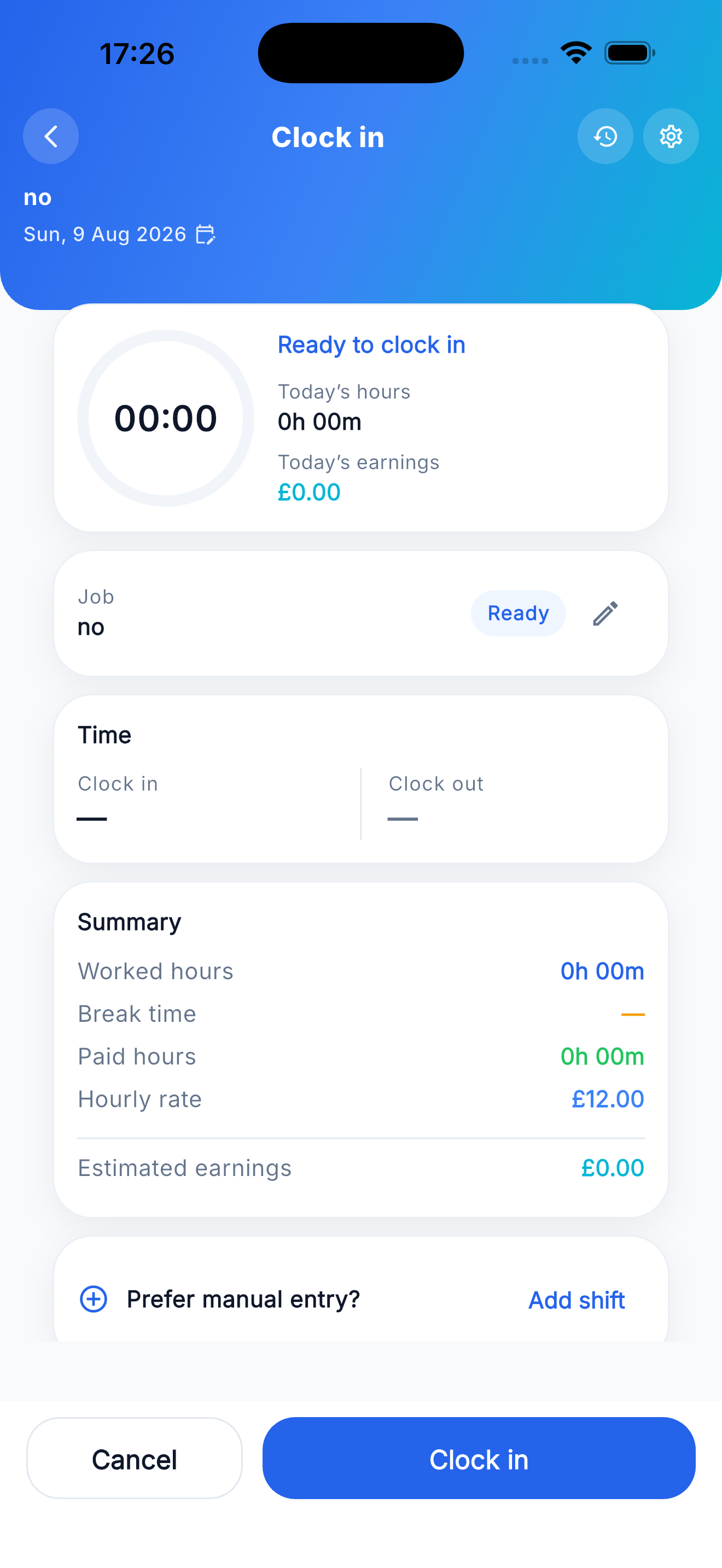 WorkTrack Pro Clock In