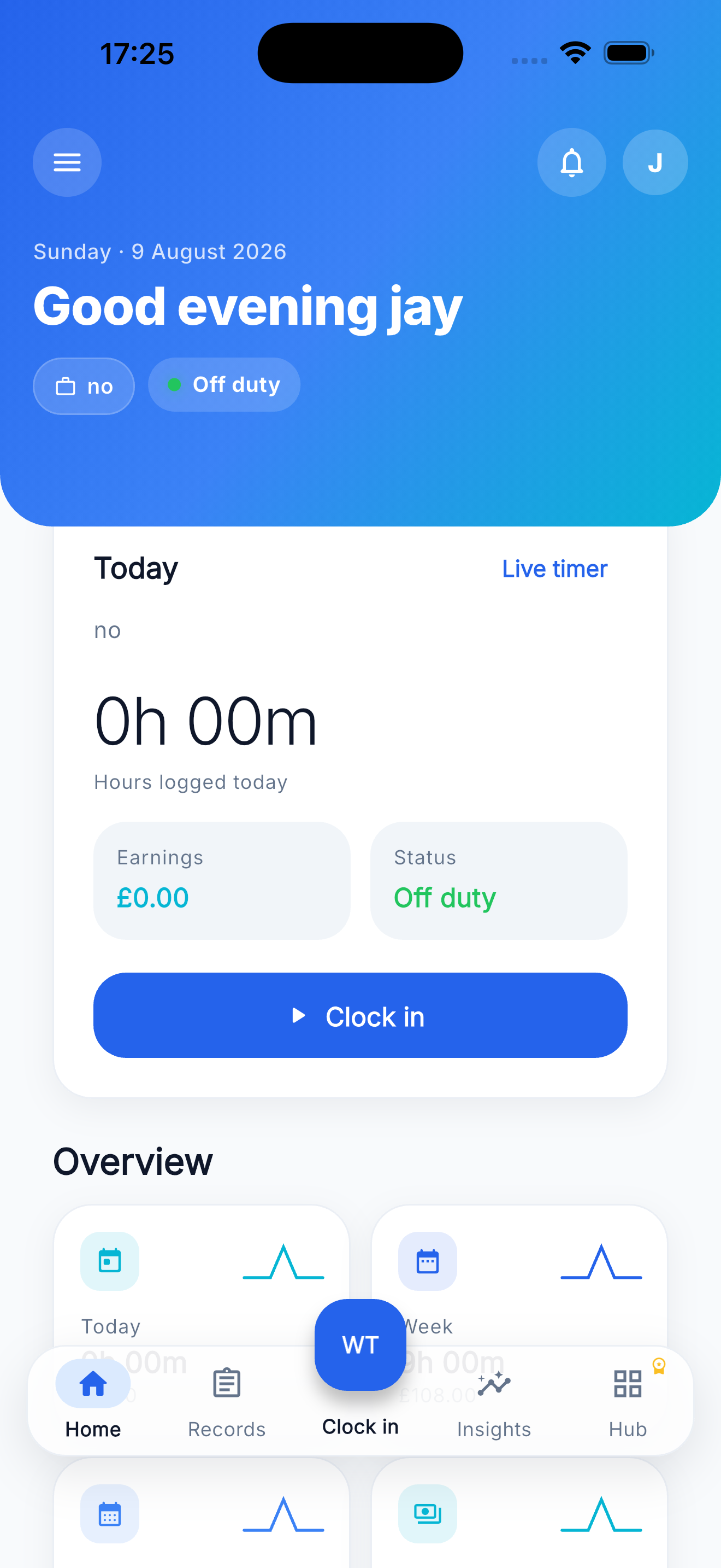 WorkTrack Pro Dashboard